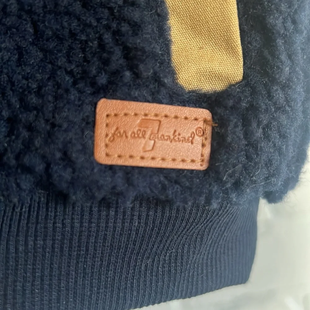 7 for All Mankind Boys Sherpa Fuzzy Bomber Jacket Sz 24 Months Blue Zip Front